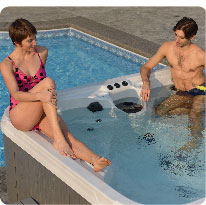 Spa tub with people inside